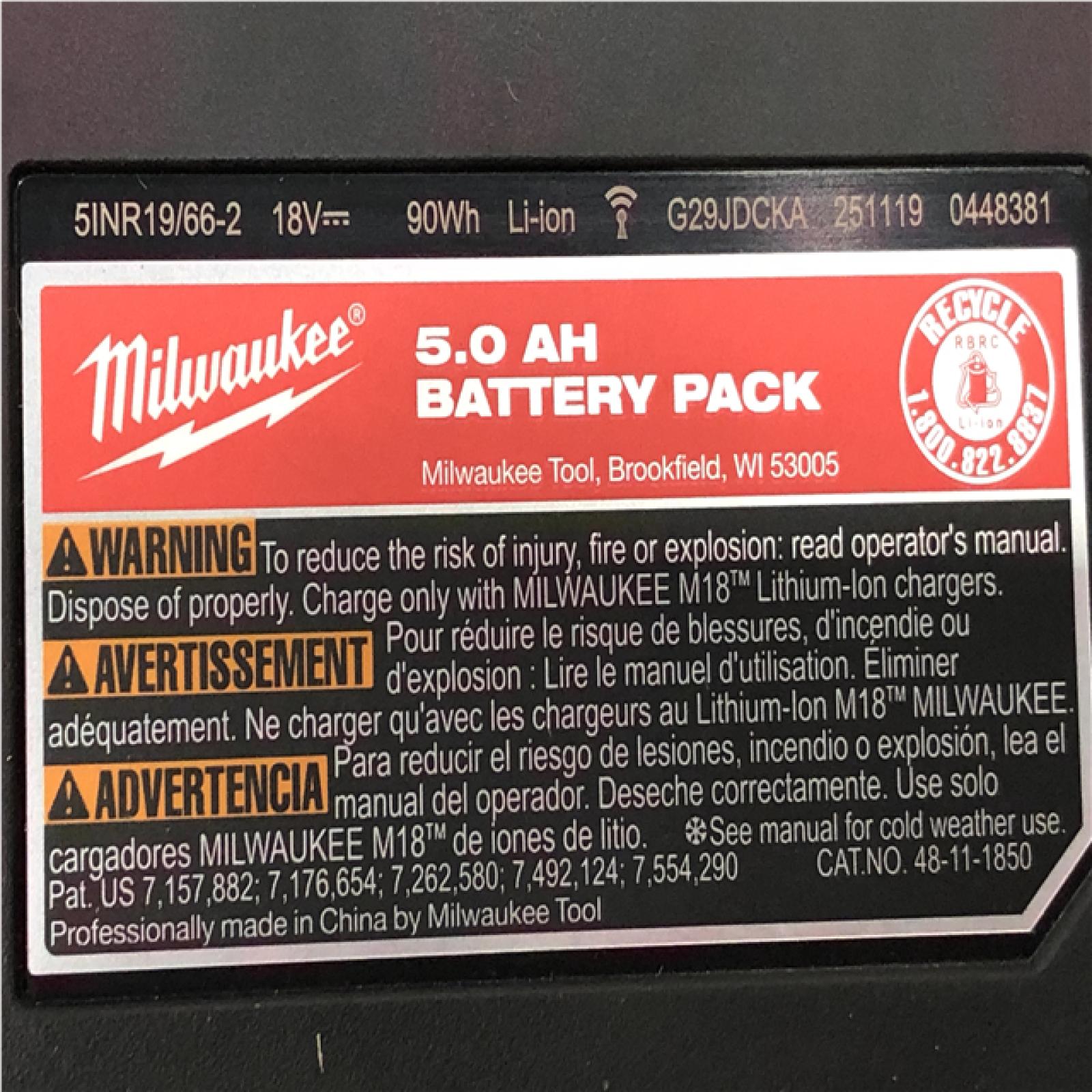 AS-IS Milwaukee 18-Volt Lithium-Ion XC Starter Kit with One 5.0Ah Battery and Charger