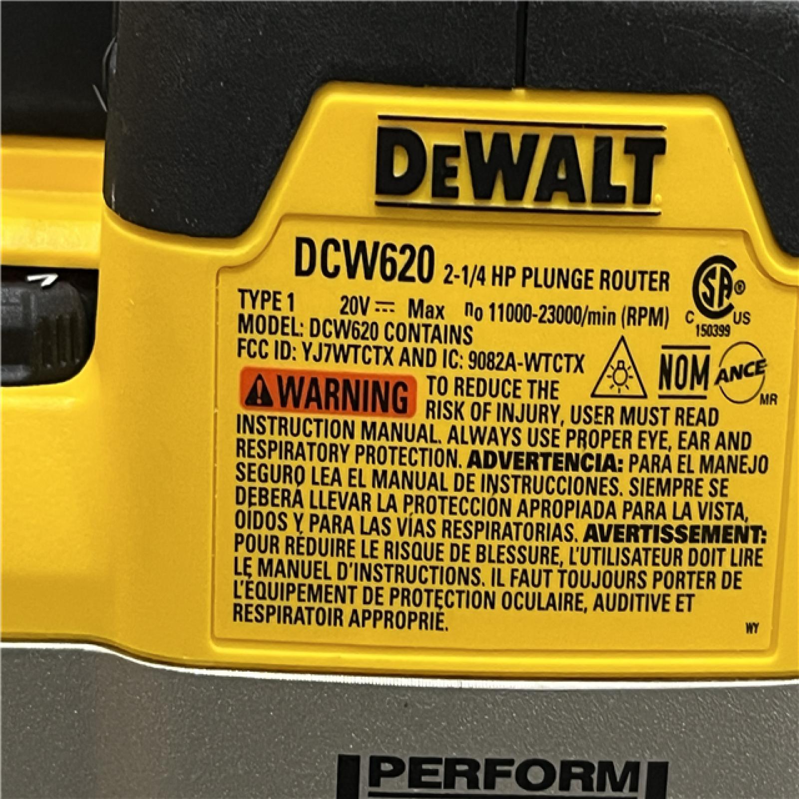 AS-IS DEWALT 20V MAX XR 2-1/4 Peak HP Brushless Cordless Plunge Router (Tool Only)