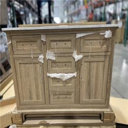 DALLAS LOCATION - Home Decorators Collection Doveton 48 in. Single Sink Freestanding Weathered Tan Bath Vanity with White Engineered Marble Top (Assembled)