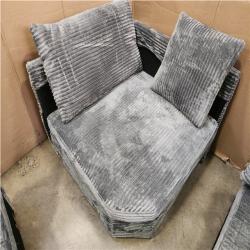 Phoenix AS-IS 104in square Arm Corduroy Sofa in Gray with Arm Chair