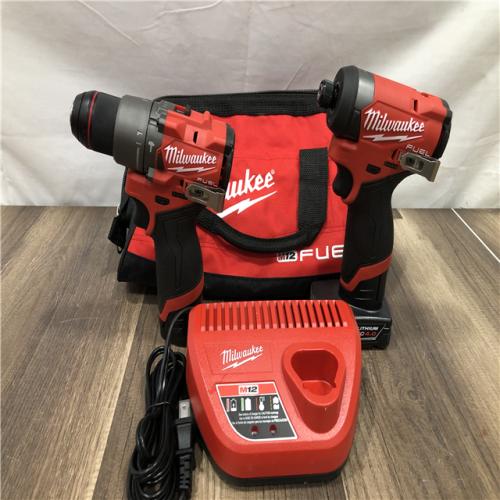 AS-IS Milwaukee FUEL 12-Volt Lithium-Ion Brushless Cordless Hammer Drill and Impact Driver Combo Kit