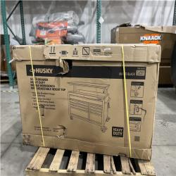 DALLAS LOCATION- AS-IS HUSKY 52 in. W x 25 in. D Heavy Duty 9-Drawer Mobile Workbench Cabinet with Adjustable-Height Hardwood Top in Matte Black