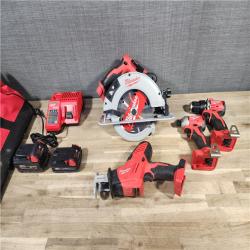 HOUSTON LOCATION - AS-IS Milwaukee M18 18-Volt Lithium-Ion Brushless Cordless Combo Kit (4-Tool) with 2-Batteries, 1-Charger and Tool Bag