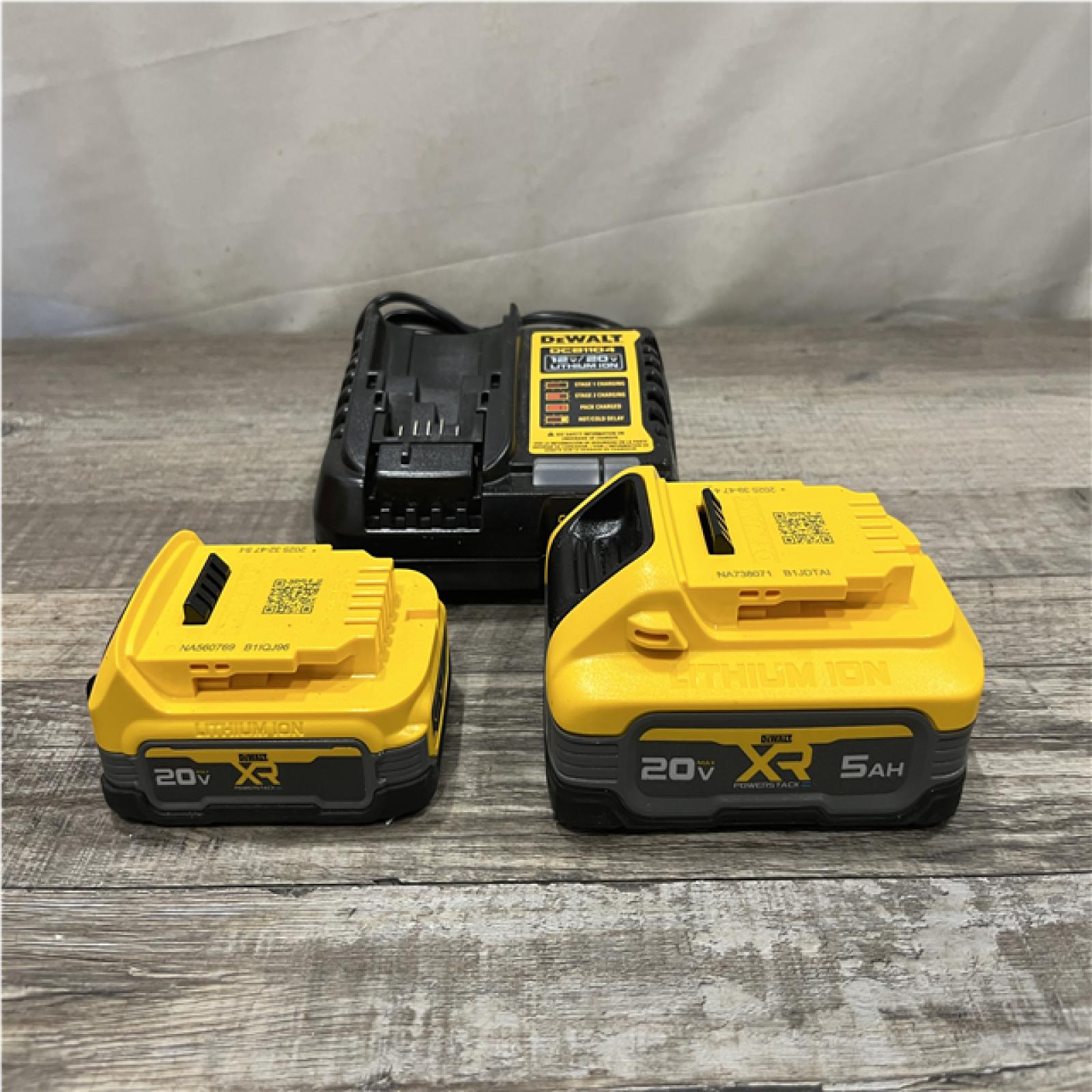 AS-IS DEWALT 20V MAX XR POWERSTACK Lithium-Ion Battery Starter Kit with 5.0Ah and 1.7Ah Batteries and Charger