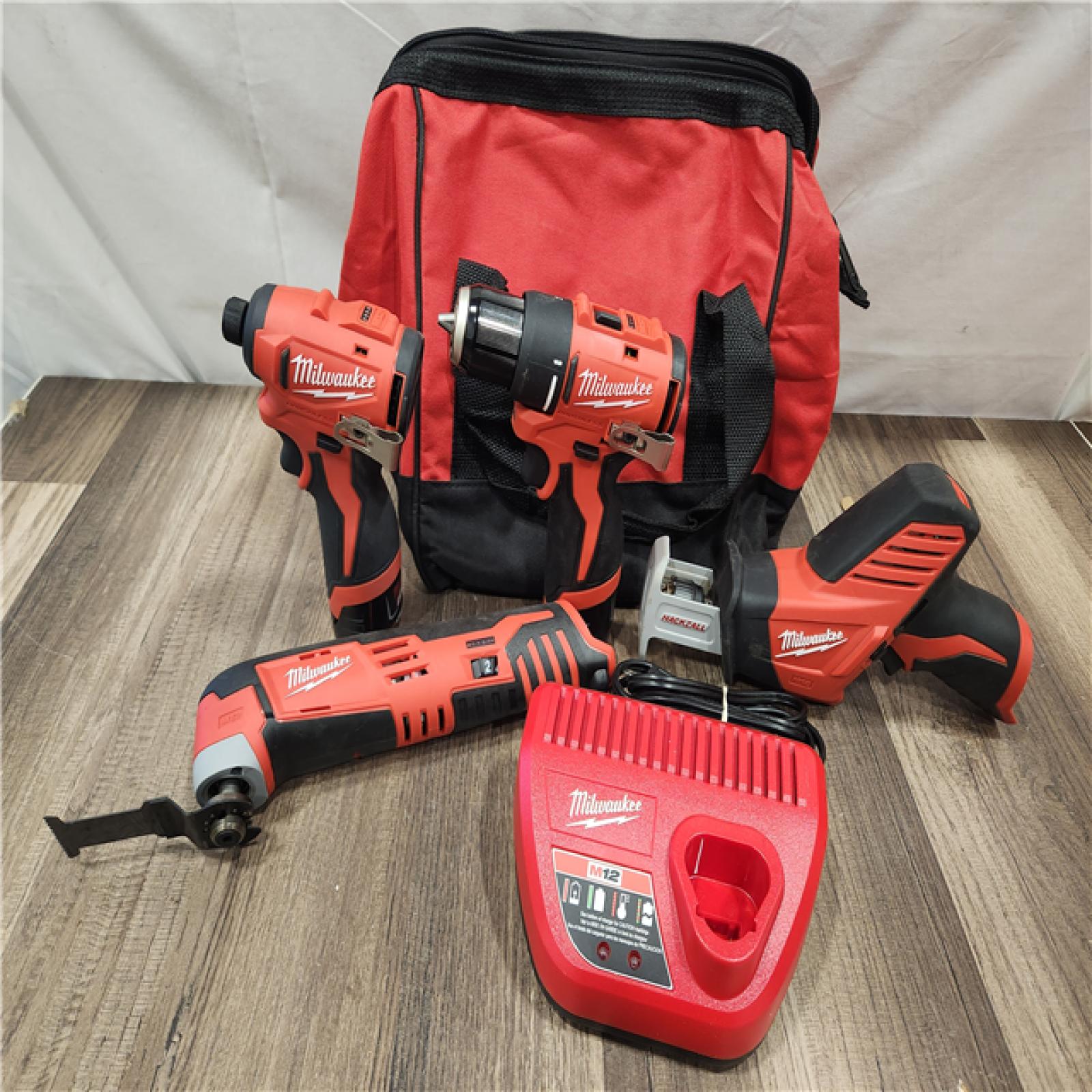AS-IS- MILWAUKEE M12 4 TOOL COMBO KIT