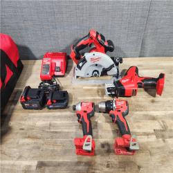 HOUSTON LOCATION - AS-IS Milwaukee M18 18-Volt Lithium-Ion Brushless Cordless Combo Kit (4-Tool) with 2-Batteries, 1-Charger and Tool Bag