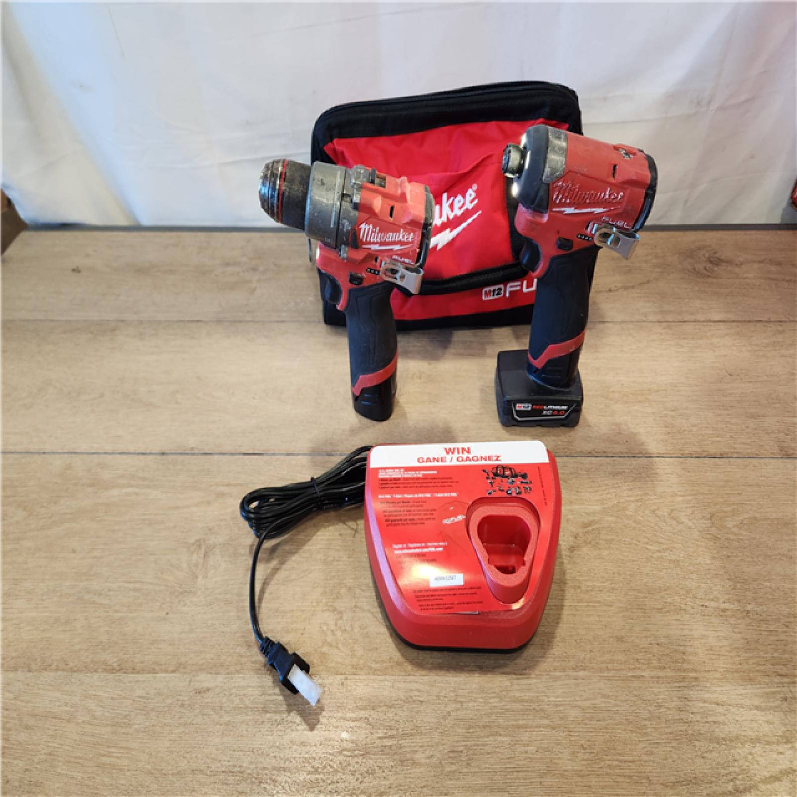 AS-IS- Milwaukee 12V Brushless Hammer Drill and Impact Driver Combo Kit