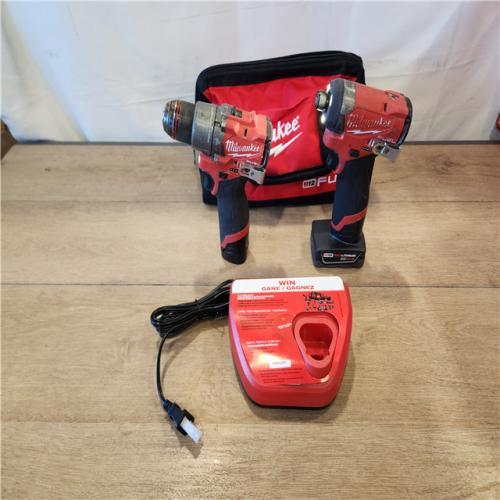AS-IS- Milwaukee 12V Brushless Hammer Drill and Impact Driver Combo Kit