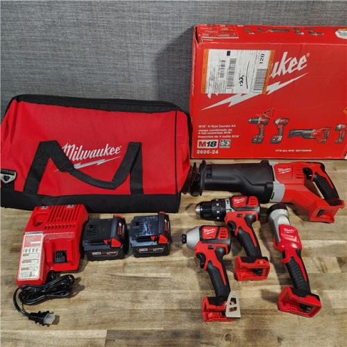 HOUSTON LOCATION - AS-IS (APPEARS LIKE NEW) MILWAUKEE M18 18V Lithium-Ion Cordless Combo Tool Kit with Two 3.0Ah Batteries, 1-Charger, 1-Tool Bag (4-Tool)
