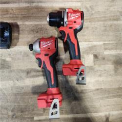 HOUSTON LOCATION - AS-IS Milwaukee M18 18V Lithium-Ion Brushless Cordless Compact Drill/Impact Combo Kit (2-Tool) W/(2) 2.0 Ah Batteries, Charger & Bag
