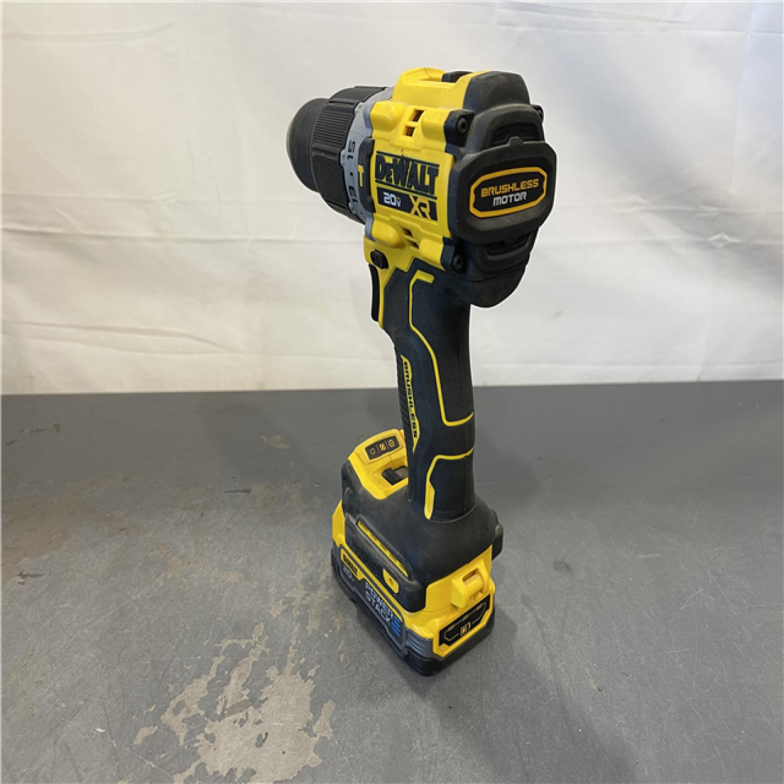 AS-IS - DEWALT 20V Compact Cordless 1/2 in. Hammer Drill and 20V MAX POWERSTACK Compact Battery Starter Kit