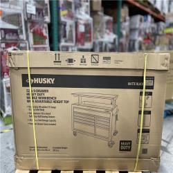 DALLAS LOCATION - Husky 52 in. W x 25 in. D Heavy Duty 9-Drawer Mobile Workbench Cabinet with Adjustable-Height Hardwood Top in Matte Black