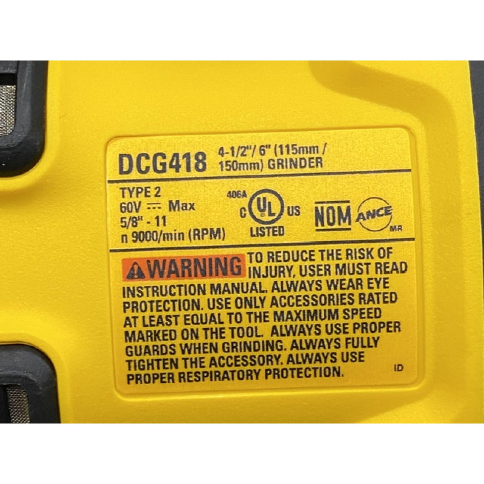 AS-IS DEWALT 60V MAX Cordless Brushless 4.5 in. to 6 in. Small Angle Grinder with Kickback Brake (Tool Only)