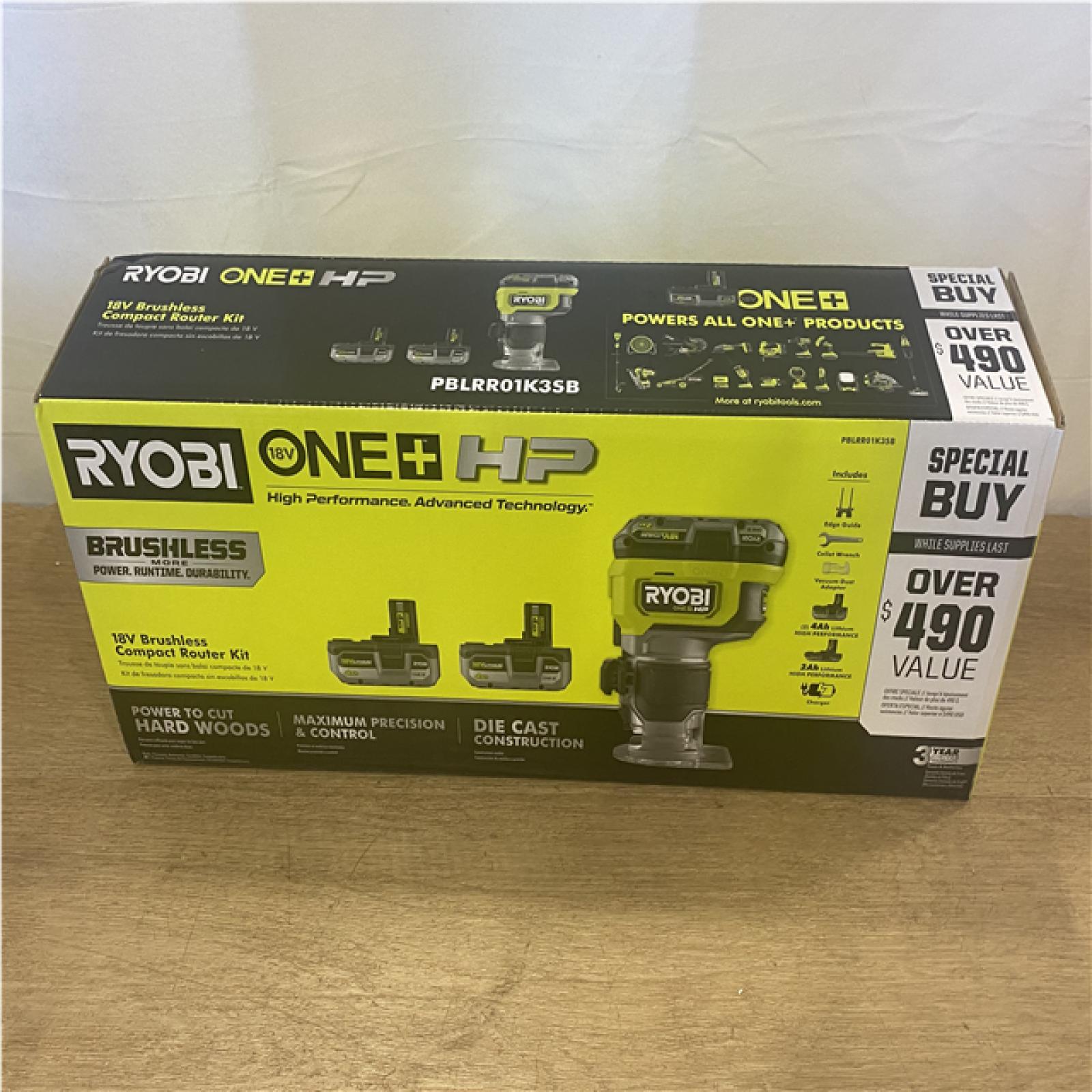 NEW ONE+ HP 18V Brushless Cordless Compact Router Kit with (3) Batteries