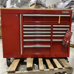 DALLAS LOCATION - HUSKY 60 in. W x 22 in. D Standard Duty 12-Drawer Mobile Workbench Cabinet with Solid Wood Top in Gloss Red