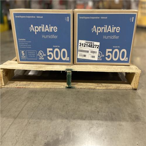 DALLAS LOCATION - AprilAire Model 500M 12 gal. for up to 3 600 sq. ft. Whole-House Small Bypass Evaporative Humidifier with Manual Control- PALLET-(6 UNITS)
