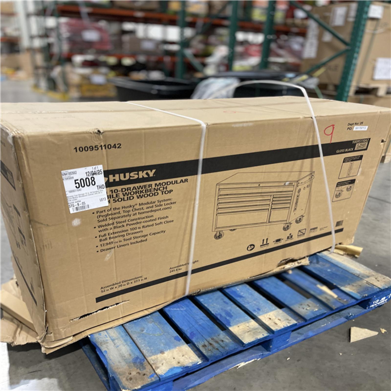 DALLAS LOCATION -  Husky Modular Tool Storage 52 in. W x 20 in. D Standard Duty Black Mobile Workbench Cabinet