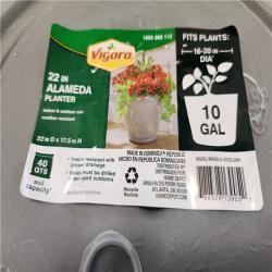 Phoenix Location Vigoro 22 in. Alameda Extra Large Gray Plastic Planter (22 in. D x 17.5 in. H) Pallet (28 Planters)