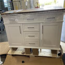 DALLAS LOCATION - Home Decorators Collection Sonoma 60 in. Double Sink White Bath Vanity with Carrara Marble Top (Assembled)