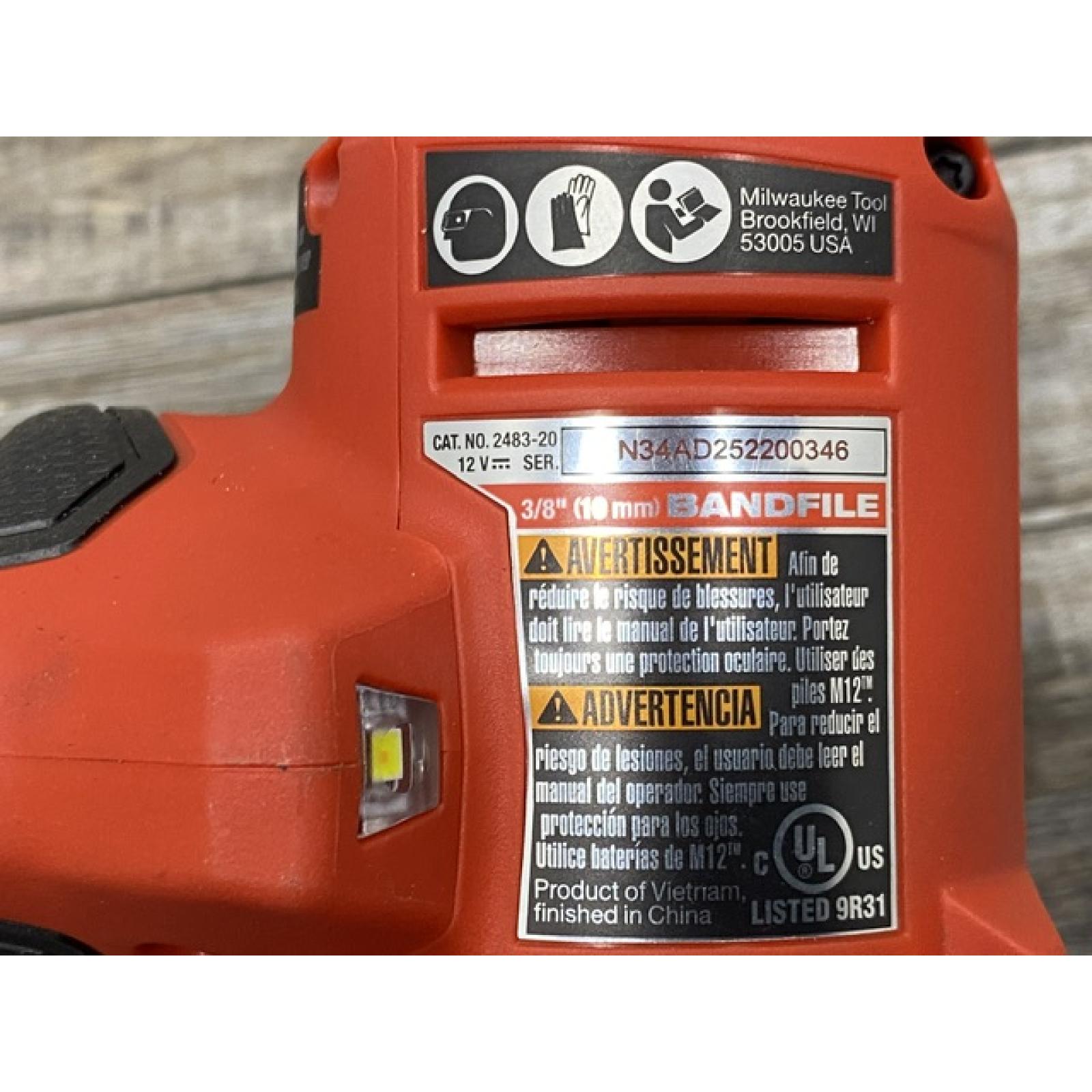 AS-IS Milwaukee FUEL 12V Lithium-Ion Brushless Cordless 3/8 in. x 13 in. Bandfile (Tool-Only)