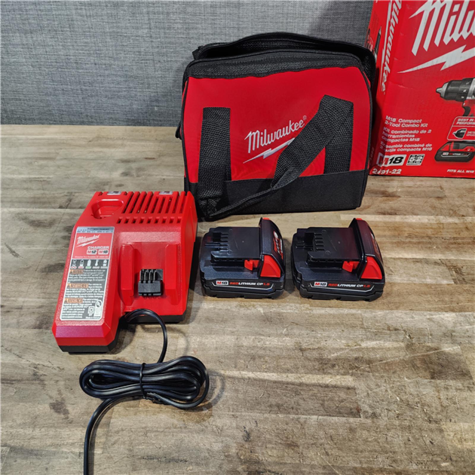 HOUSTON LOCATION - AS-IS Milwaukee 18V Cordless Brushed 2-Tool Drill/Driver and Impact Driver Kit