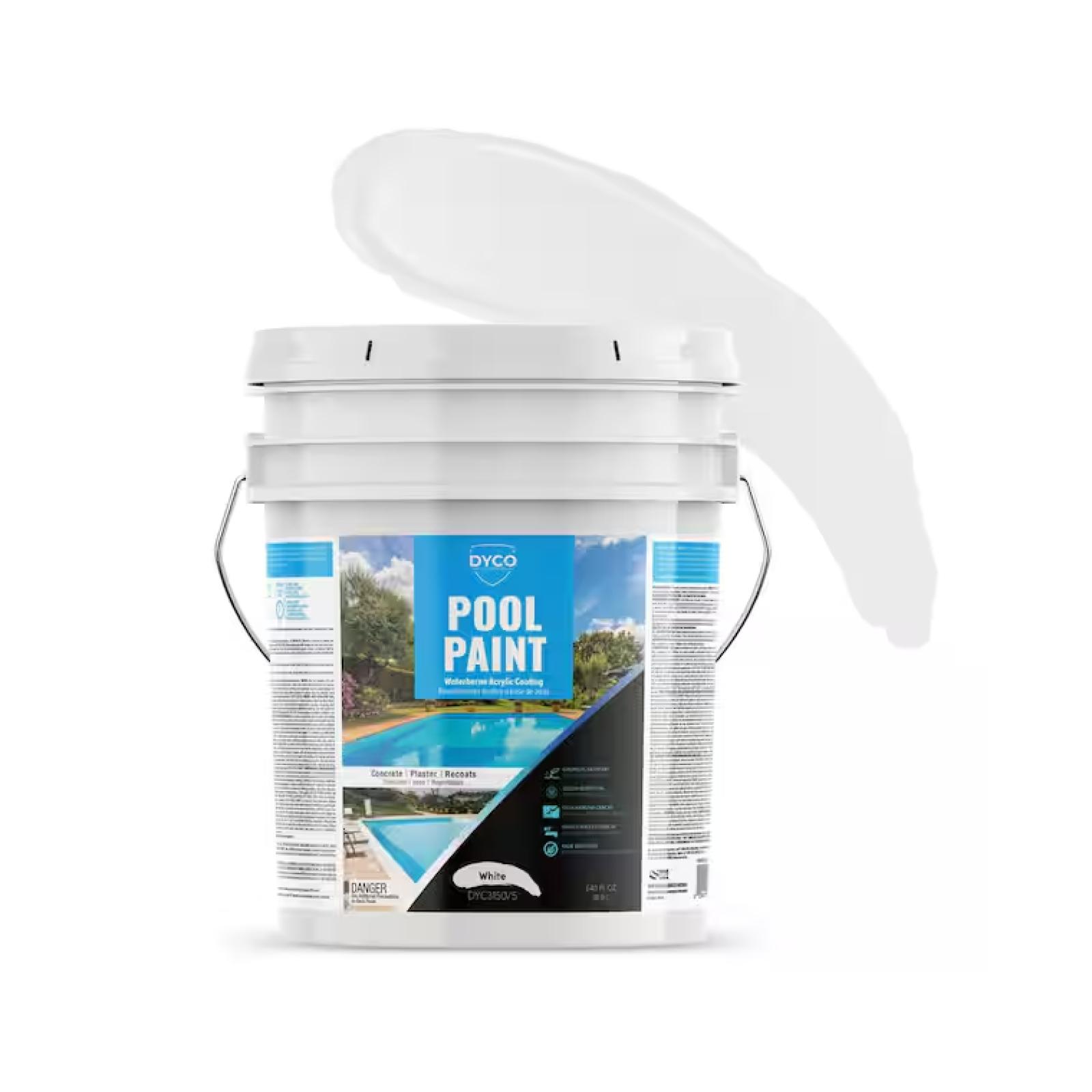 DALLAS LOCATION - Dyco Pool Paint 5 Gal. 3150 White Semi-Gloss Acrylic Exterior Paint PALLET-(10 UNITS)