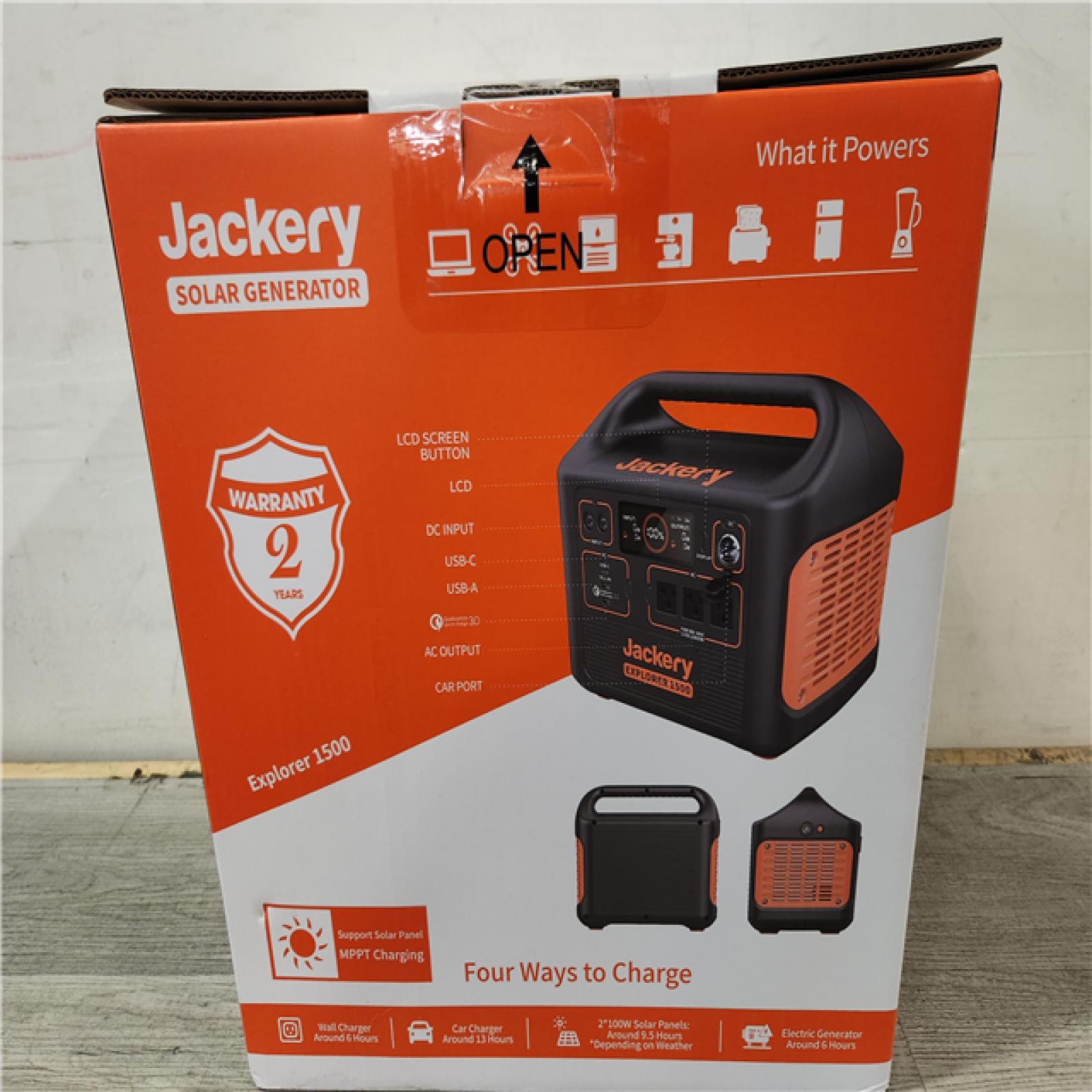 Phoenix Location NEW Jackery 1800-Watt Output/3600W Peak Portable Solar Power Station Explorer 1500 Push Start Battery Generator for Outdoors/Camping (SEALED)