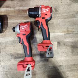 HOUSTON LOCATION - AS-IS Milwaukee M18 18V Lithium-Ion Brushless Cordless Compact Drill/Impact Combo Kit (2-Tool) W/(2) 2.0 Ah Batteries  Charger & Bag