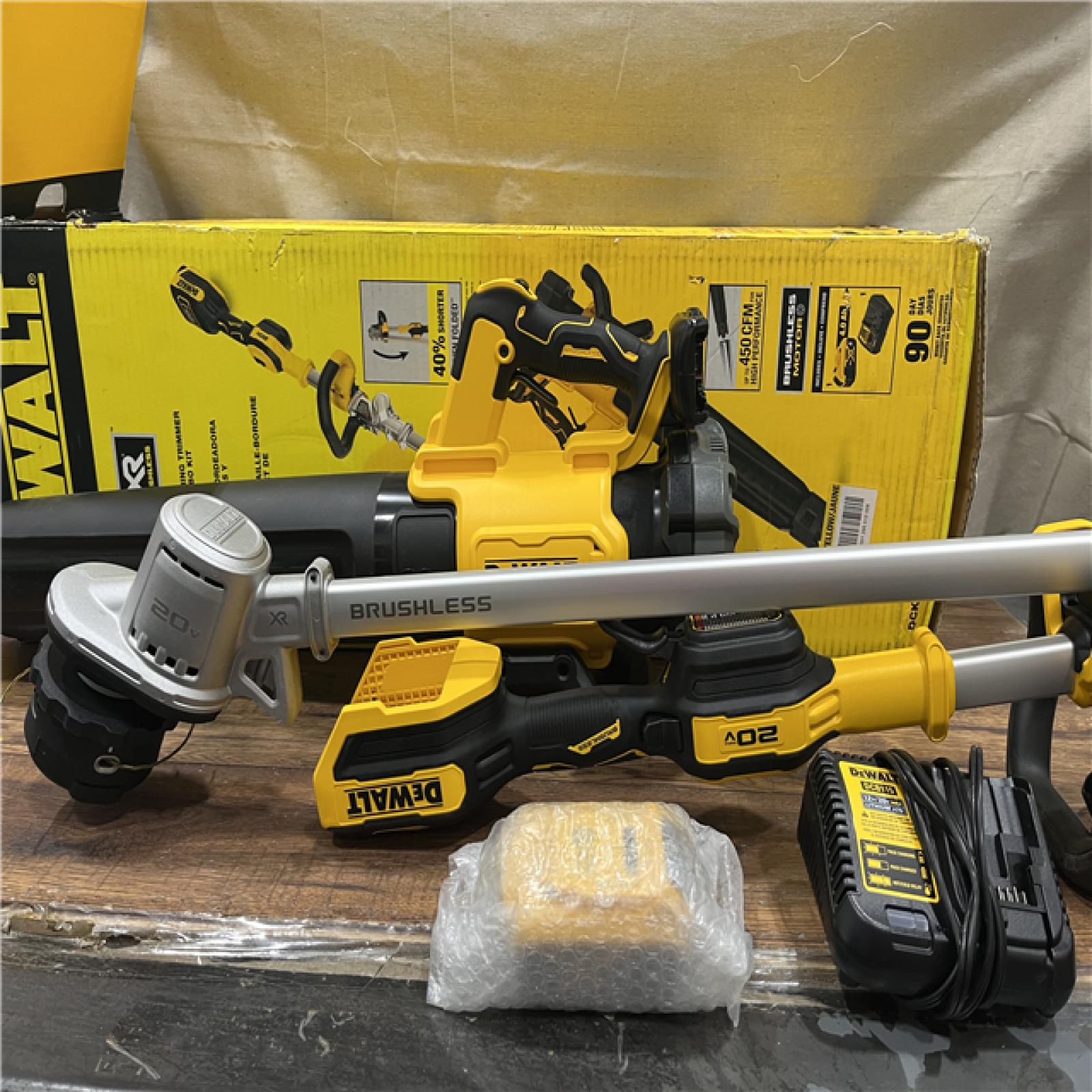 AS-IS 20V MAX Cordless Battery Powered String Trimmer & Blower Combo Kit with (1) 4 Ah Battery & Charger