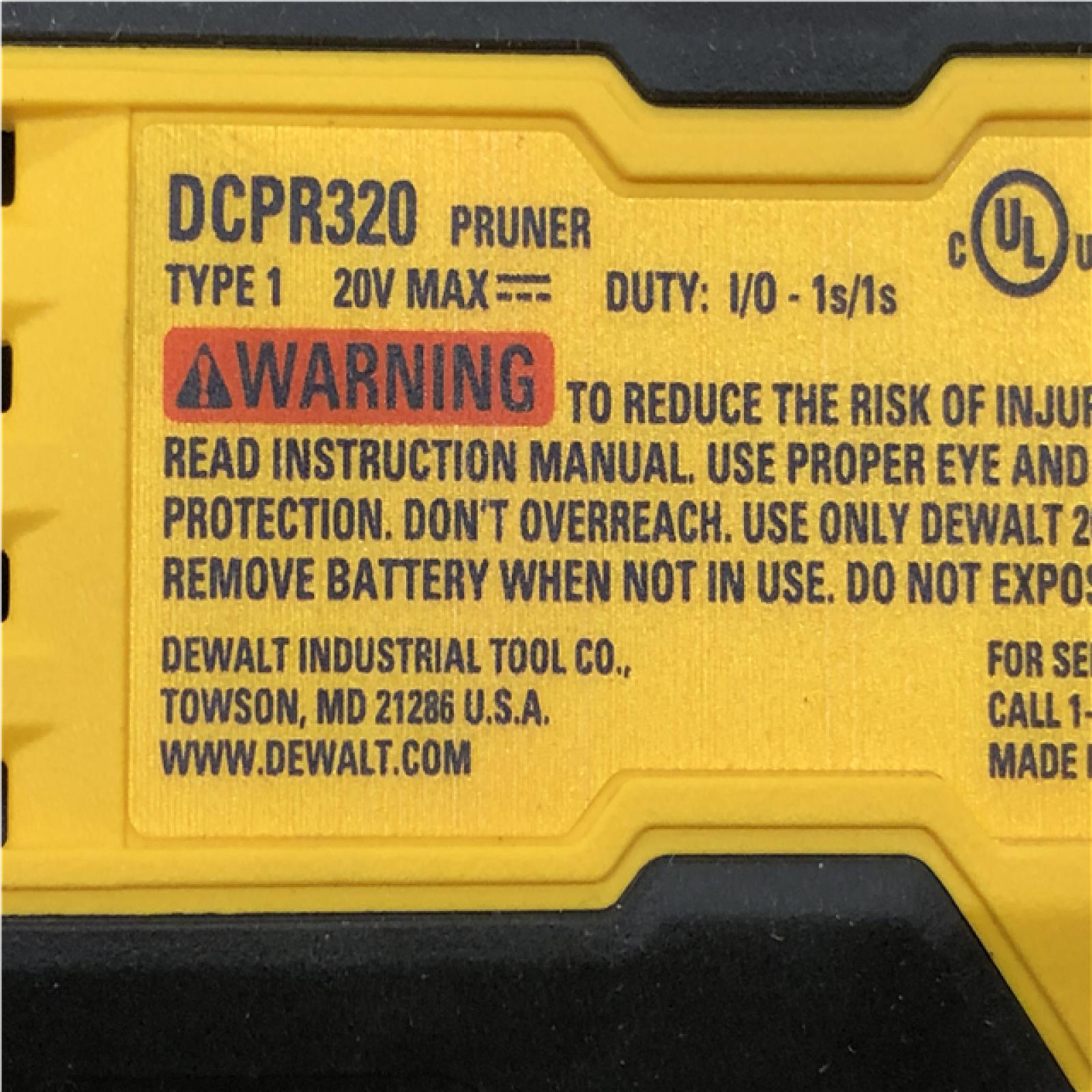 AS-IS DEWALT 20-Volt MAX 1 -1/2 in. Capacity Cordless Battery Powered Pruner (Tool Only)