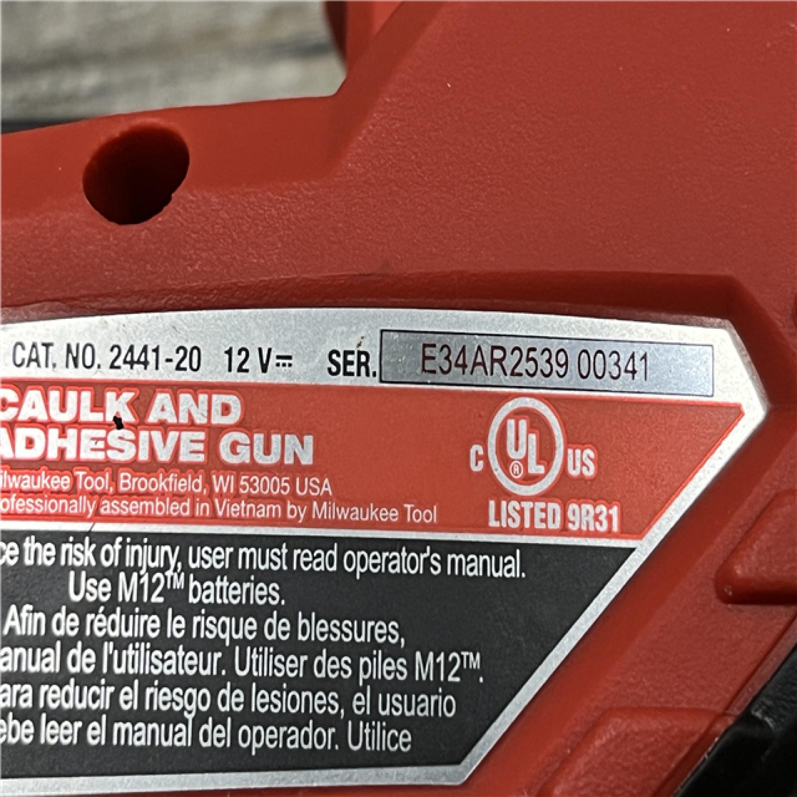 AS-IS Milwaukee 12V Lithium-Ion Cordless 10 oz. Adhesive and Caulk Gun (Tool-Only)