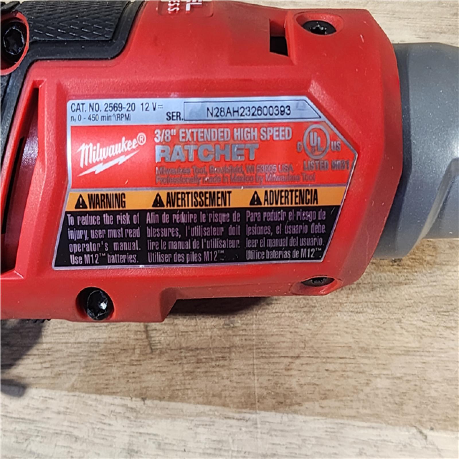 HOUSTON LOCATION - AS-IS Milwaukee 2569-20 12V Cordless 3/8  Extended Reach High Speed Ratchet (Tool Only)
