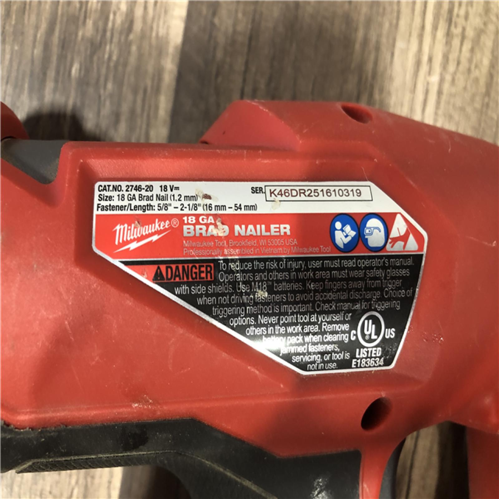 AS-IS Milwaukee FUEL 18-Volt Lithium-Ion Brushless Cordless Gen II 18-Gauge Brad Nailer (Tool-Only)