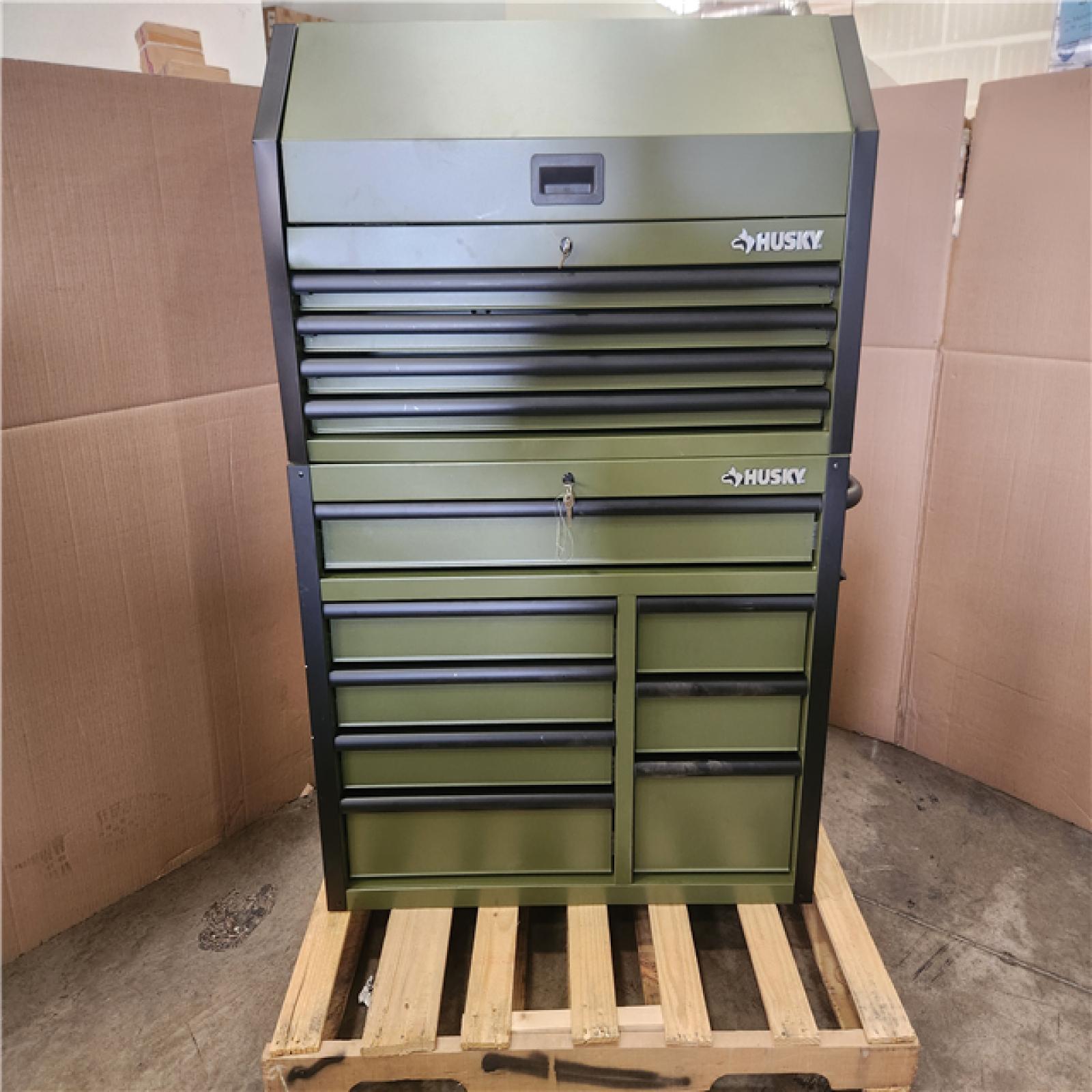 Phoenix Husky Standard Duty 42 in. x 18 in. D 12-Drawer Matte Army Green Rolling Tool Chest Combo