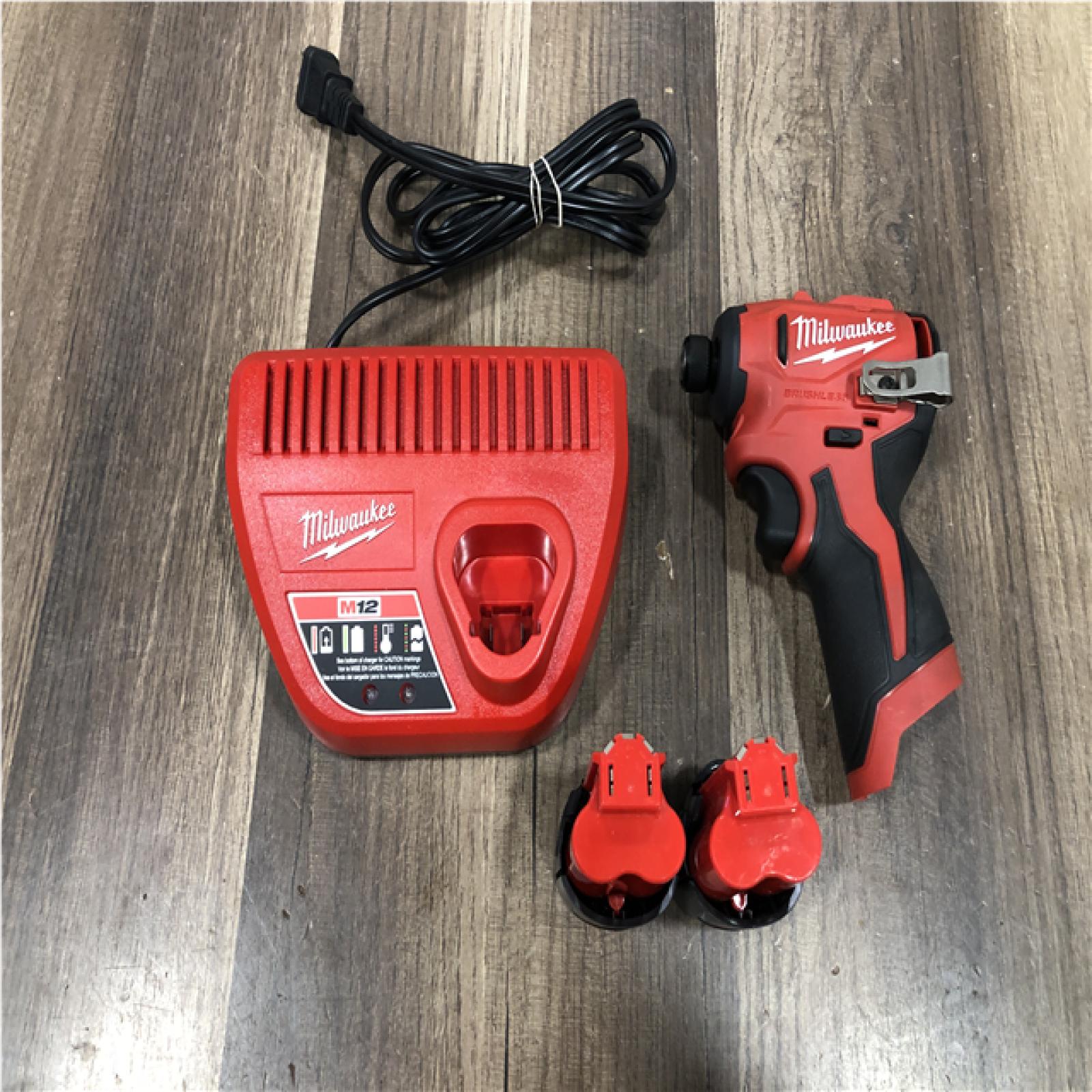 AS-IS Milwaukee 12-Volt Lithium-Ion Compact Brushless Cordless 1/4 in. Impact Driver Kit