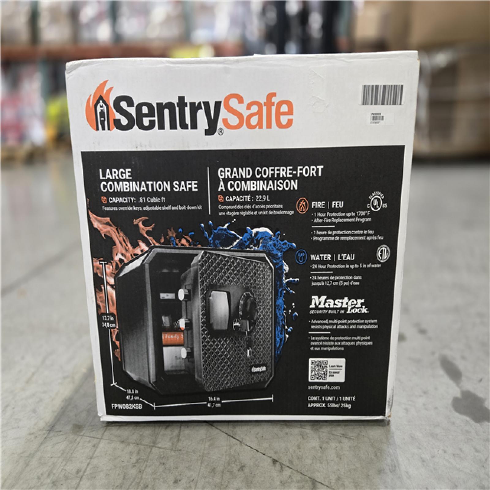 NEW! -SentrySafe 0.81 cu. ft. Waterproof & Fireproof Safe for Home with Combination Dial and Override Keys