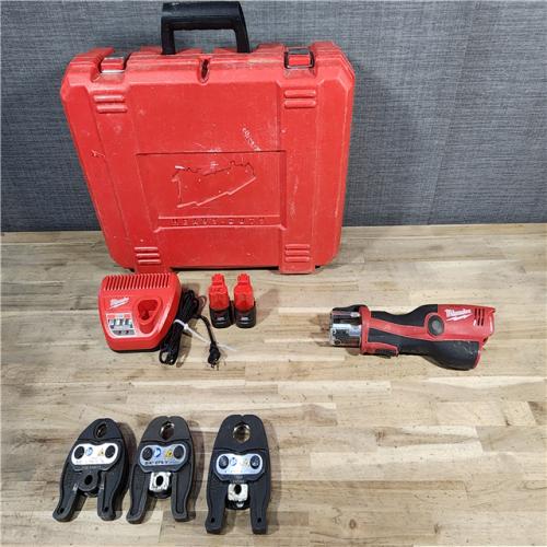 HOUSTON LOCATION - AS-IS MILWAUKEE M12 12-Volt Lithium-Ion Force Logic Cordless Press Tool Kit (3 Jaws Included) with Two 1.5 Ah Battery and Hard Case