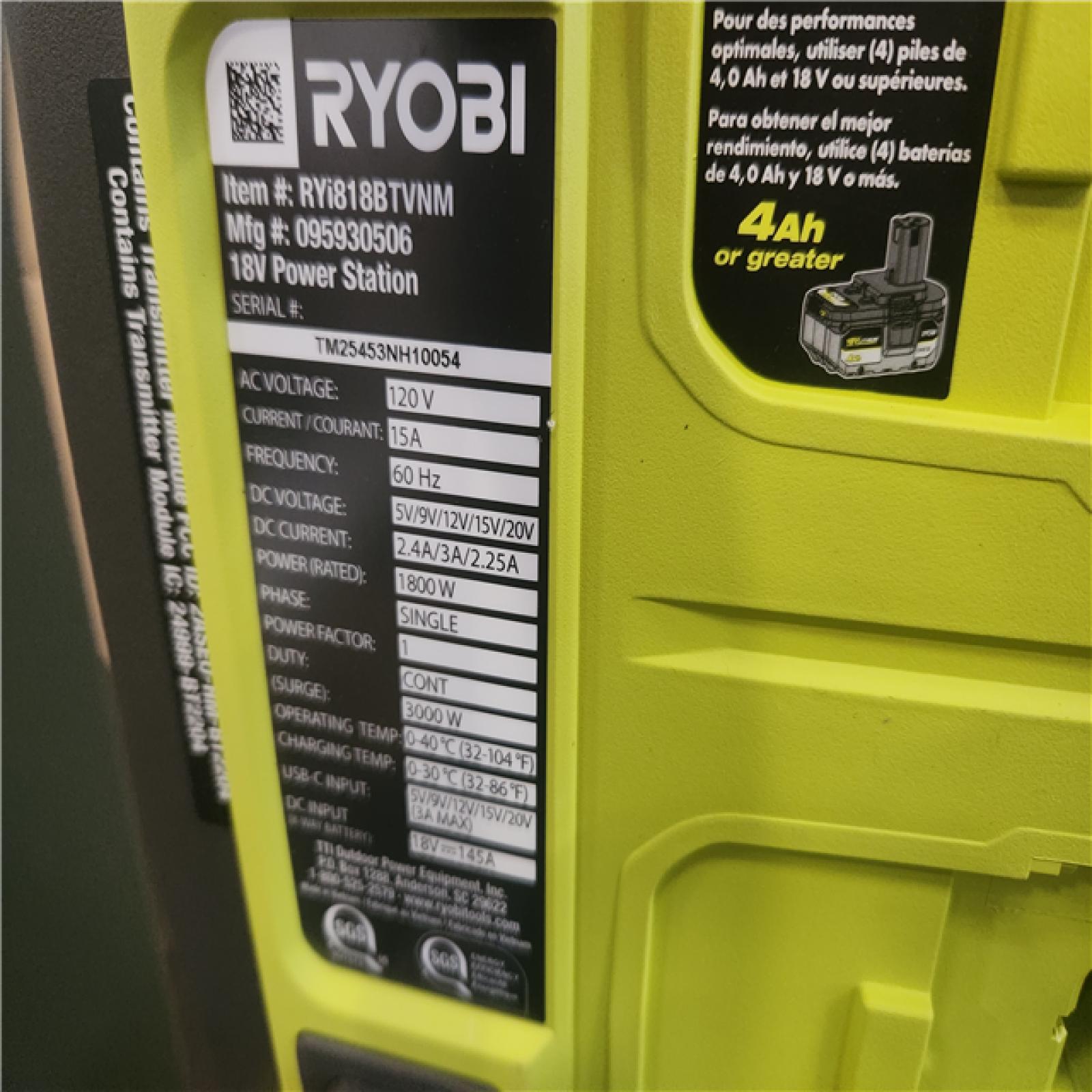 Phoenix NEW RYOBI 18V ONE+ 1800-Watt Portable Battery Inverter Power Station/8-Port Charger with (4) 6.0Ah Batteries