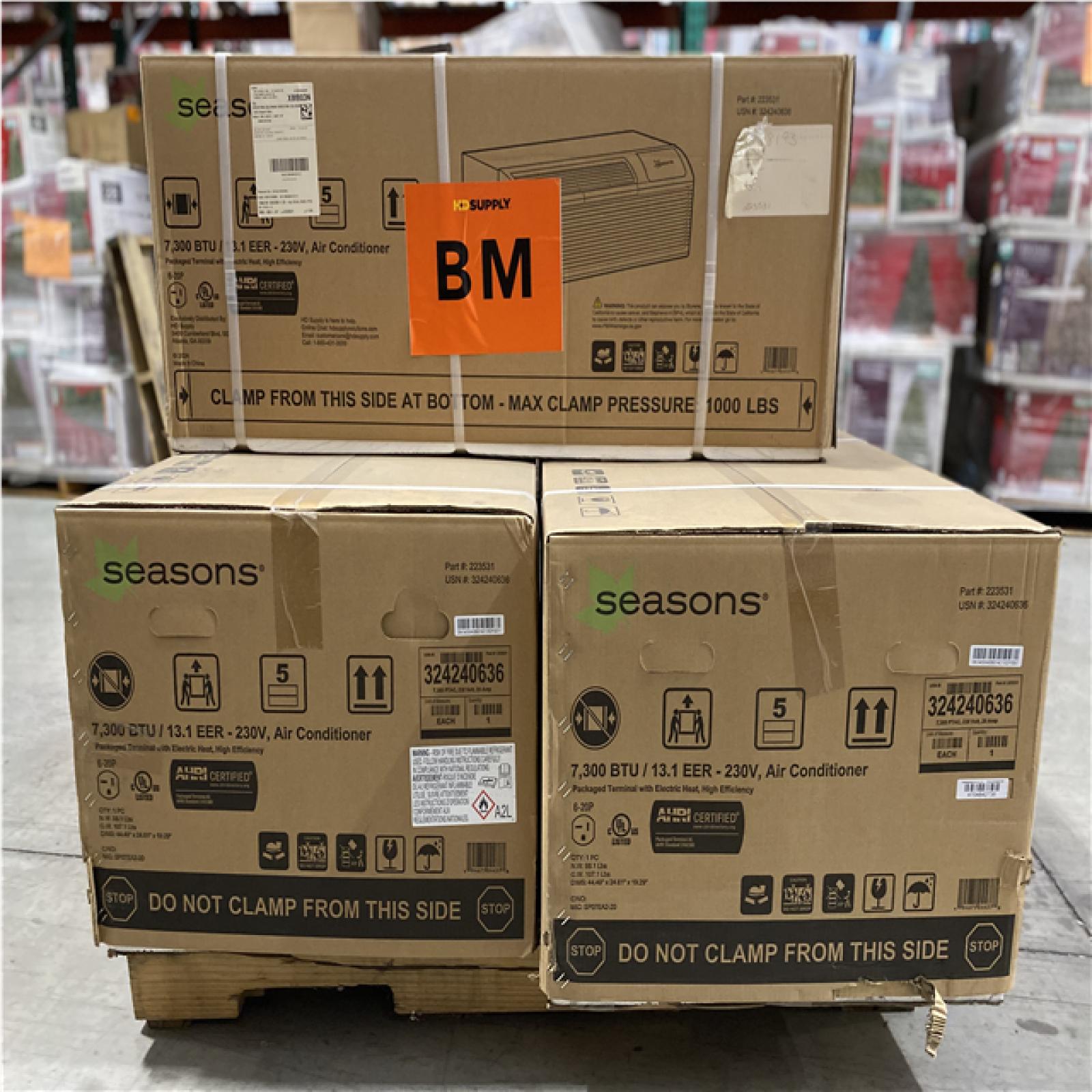 DALLAS LOCATION - SEASONS 7 300 BTU 13.1 EER 230V AIR CONDITIONER PALLET- (3 UNITS)