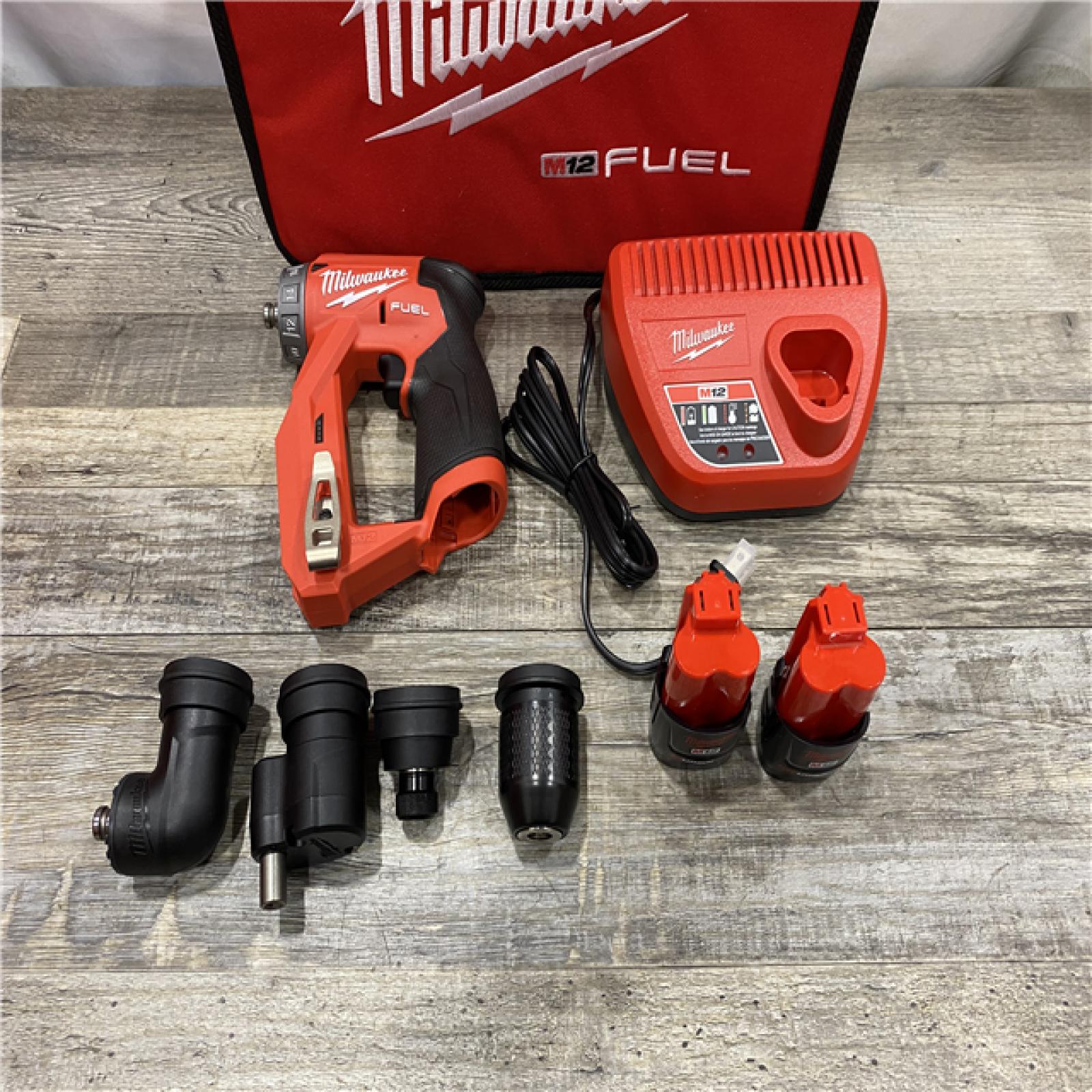 AS-IS Milwaukee  FUEL 12V Lithium-Ion Brushless Cordless 4-in-1 Installation 3/8 in. Drill Driver Kit
