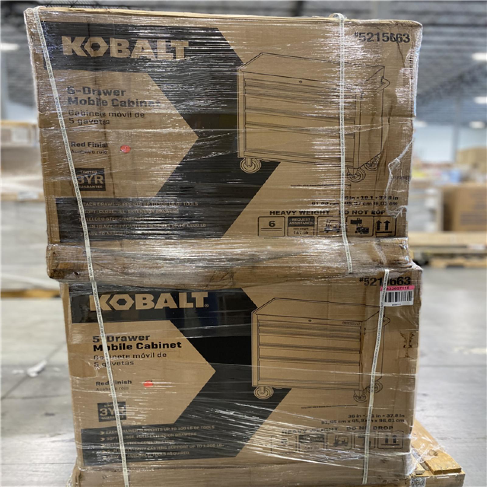 DALLAS LOCATION- Kobalt 36-in W x 38-in H 5-Drawer Steel Rolling Tool Cabinet (Red) PALLET - (4 UNITS)