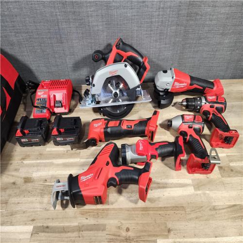 HOUSTON LOCATION - AS-IS Milwaukee M18 18-Volt Lithium-Ion Cordless Combo Kit 7-Tool with 2-Batteries, Charger and Tool Bag
