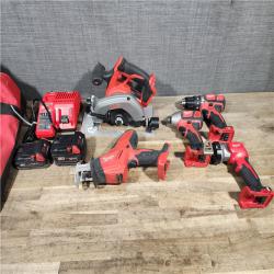 HOUSTON LOCATION - AS-IS MILWAUKEE 5 TOOL COMBO KIT W/ (2) BATTERY & CHARGER