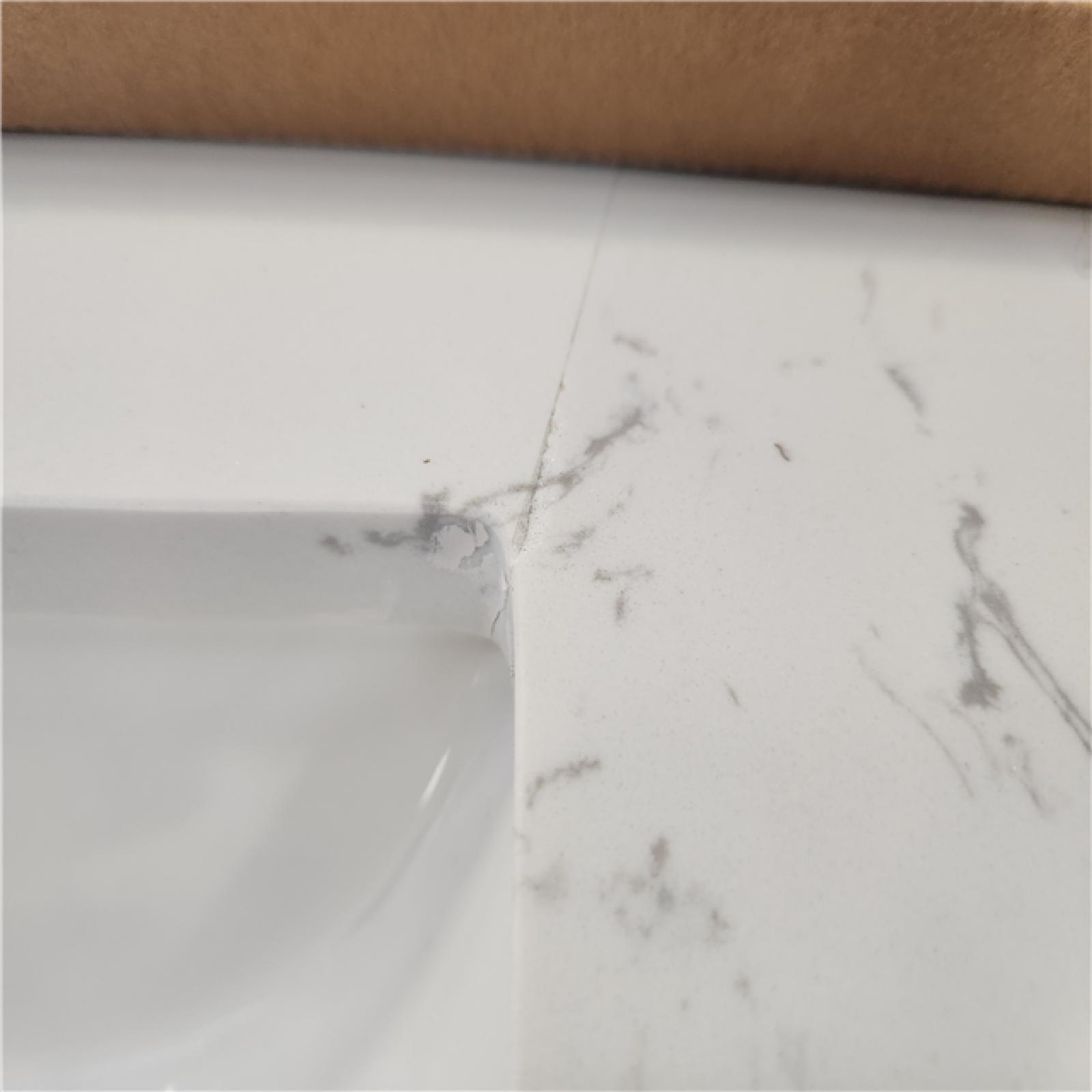 Phoenix Home Decorators Collection Stanhope 37 in. Single Sink Even Better Beige Bath Vanity with Carrara White Engineered Stone Top (Assembled) (Cracked Marble)