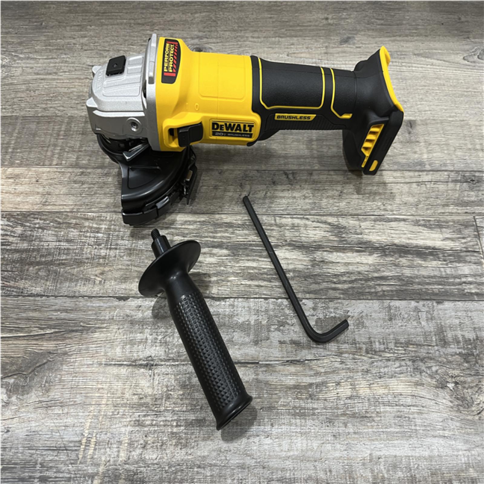 AS-IS DEWALT 20-Volt MAX Cordless Brushless 4-1/2 in. Angle Grinder with Slide Switch (Tool Only)