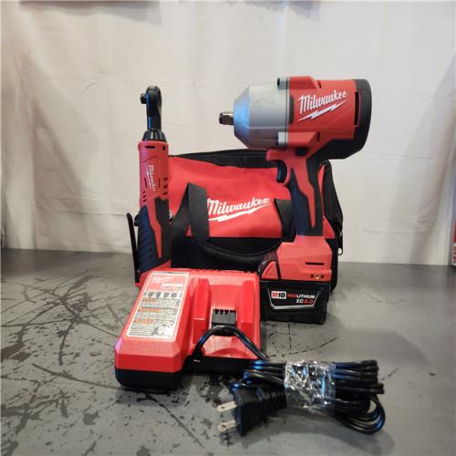 AS-IS- Milwaukee M12/M18 12/18V Lithium-Ion Cordless 3/8 in. Ratchet and 1/2 in.Combo Kit