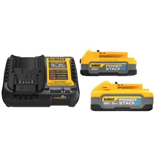 AS-IS DEWALT Powerstack 20-Volt Lithium-Ion 5.0 Ah and 1.7 Ah Batteries and Charger
