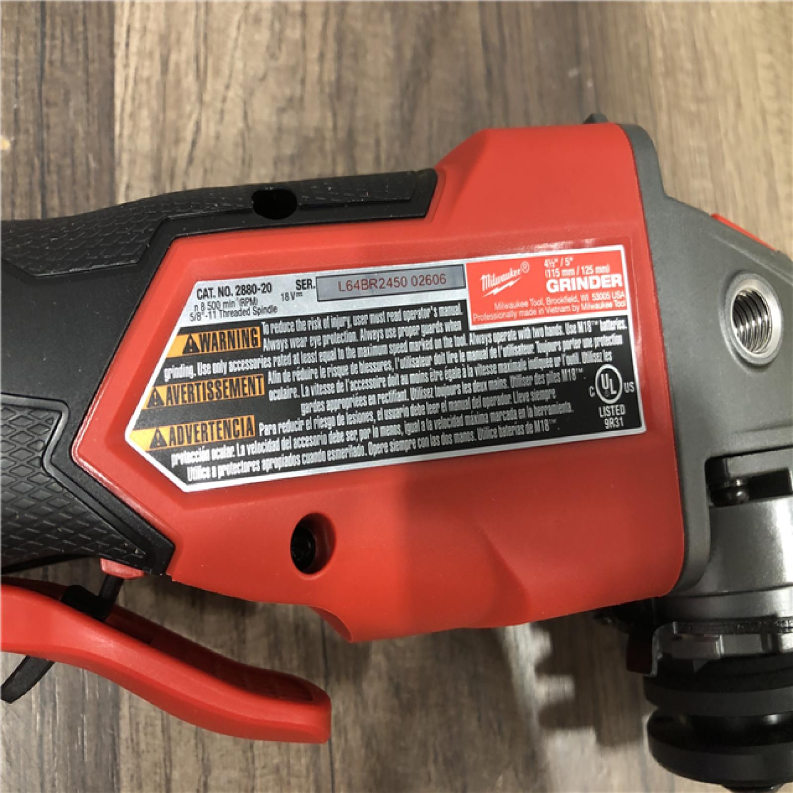 AS-IS Milwaukee FUEL 18V Lithium-Ion Brushless Cordless 4-1/2 in./5 in. Grinder w/Paddle Switch (Tool-Only)