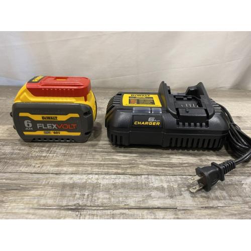 AS-IS DEWALT FLEXVOLT 20V/60V MAX Lithium-Ion 6.0Ah Battery Pack with 6 Amp Output Charger