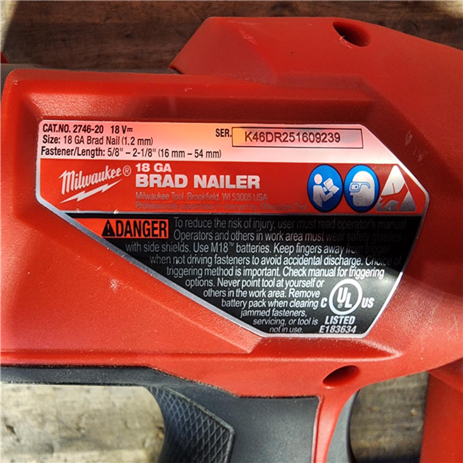 HOUSTON LOCATION - AS-IS Milwaukee M18 Fuel 18V Brushless 18-Gauge Brad Nailer 2746-20 (Bare Tool)